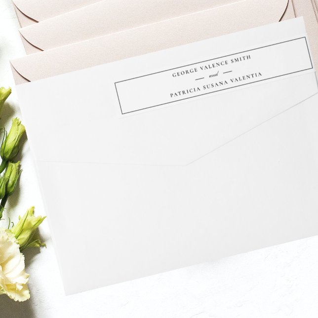 Bande Pour Adresse De Retour Mariage noir blanc élégant du script de cadre (Créateur téléchargé)