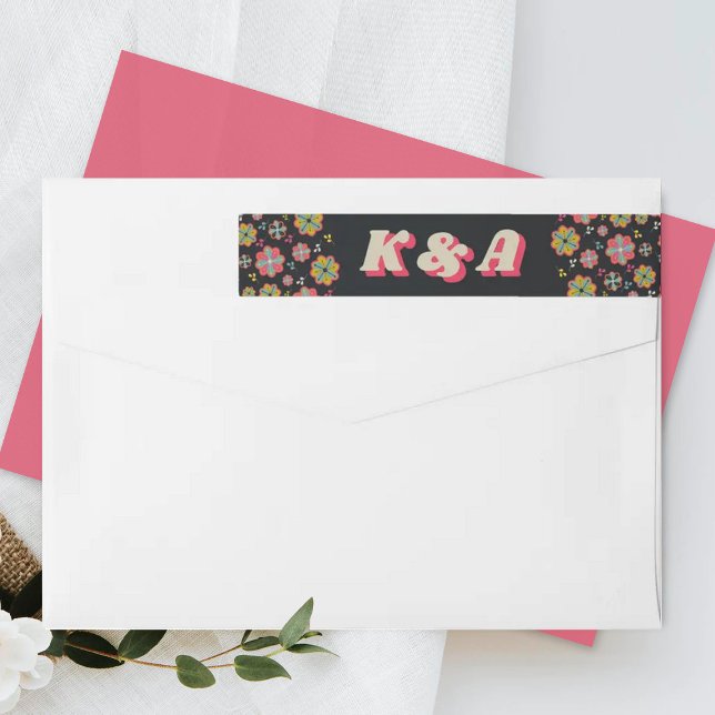 Bande Pour Adresse De Retour Mariage Super rétro de la puissance 70 (Créateur téléchargé)