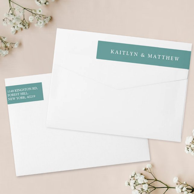 Bande Pour Adresse De Retour Mariage vert Turquoise simple et moderne (Créateur téléchargé)