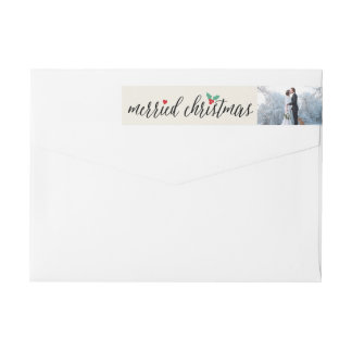 Bande Pour Adresse De Retour Marié Christmas Holly Mistletoe Adresse photo