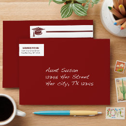 Bande Pour Adresse De Retour Maroon Bold Casquette Graduation envelopper autour