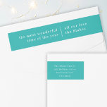 Bande Pour Adresse De Retour Merveilleux Noël Moderne Style Turquoise Turquoise<br><div class="desc">Élégante étiquette d'adresse de retour de vacances moderne avec une typographie classique "simplement avoir un merveilleux temps de noël" avec une ligne de séparation et nom de famille en blanc. La décoration est d'une couleur turquoise turquoise bleu vert aqua ! L'adresse, l'accueil et le nom peuvent être facilement customisés pour...</div>