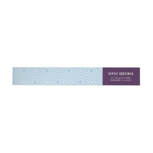Bande Pour Adresse De Retour MODERNE GÉOMÉTRIQUE diamant motif aubergine bleu