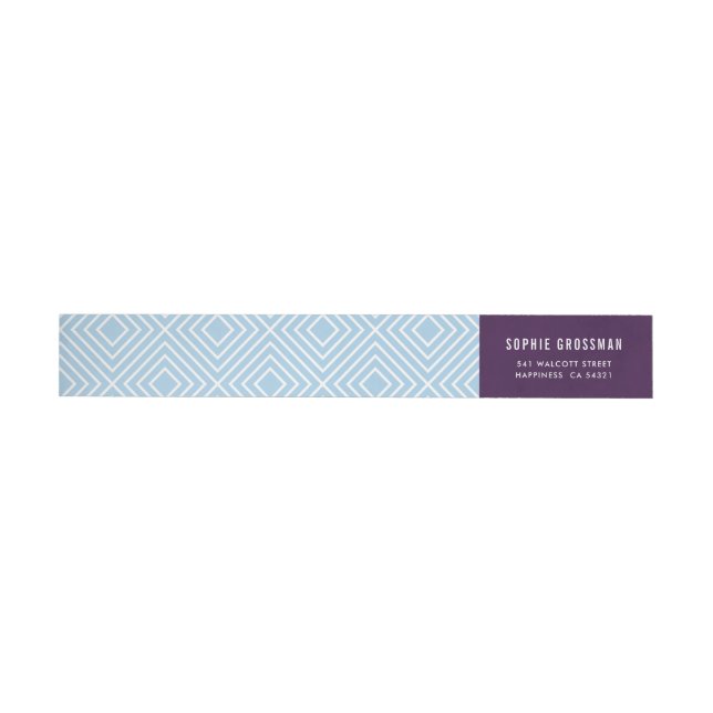 Bande Pour Adresse De Retour MODERNE GÉOMÉTRIQUE diamant motif aubergine bleu (Individuel)
