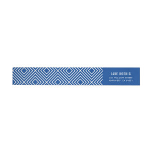 Bande Pour Adresse De Retour MODERNE GÉOMÉTRIQUE diamant motif royal bleu tenda