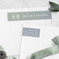 Moelleux Ombre Dusty Bleu & Mariage Vert Monogramm