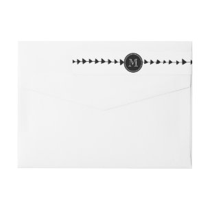 Bande Pour Adresse De Retour Monogramme aztèque blanc noir de flèches