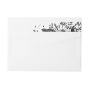 Bande Pour Adresse De Retour Monogramme Vintage Black Floral Adresse de retour