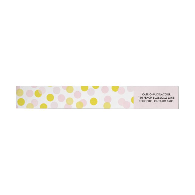 Bande Pour Adresse De Retour Motif Confetti Pois rose et jaune (Individuel)