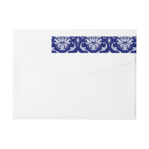 Bande Pour Adresse De Retour Motif lumineux de damassé de bleu marine