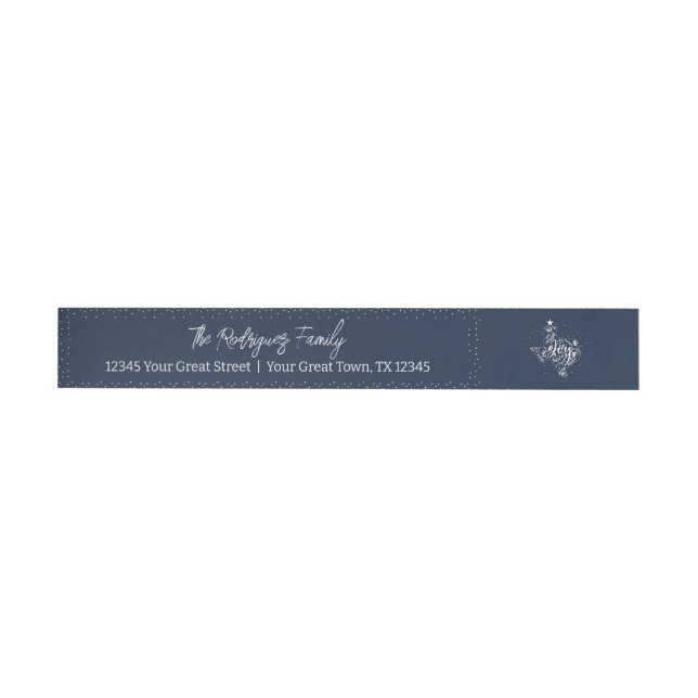 Bande Pour Adresse De Retour Navy Blue Joy Holiday Leaves Texas Shape (Individuel)