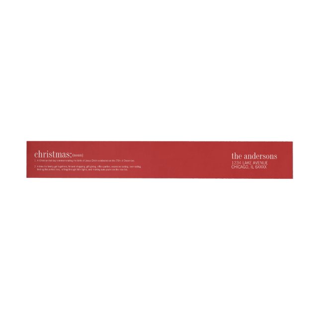Bande Pour Adresse De Retour Noël Définition Vacances Rouge (Individuel)