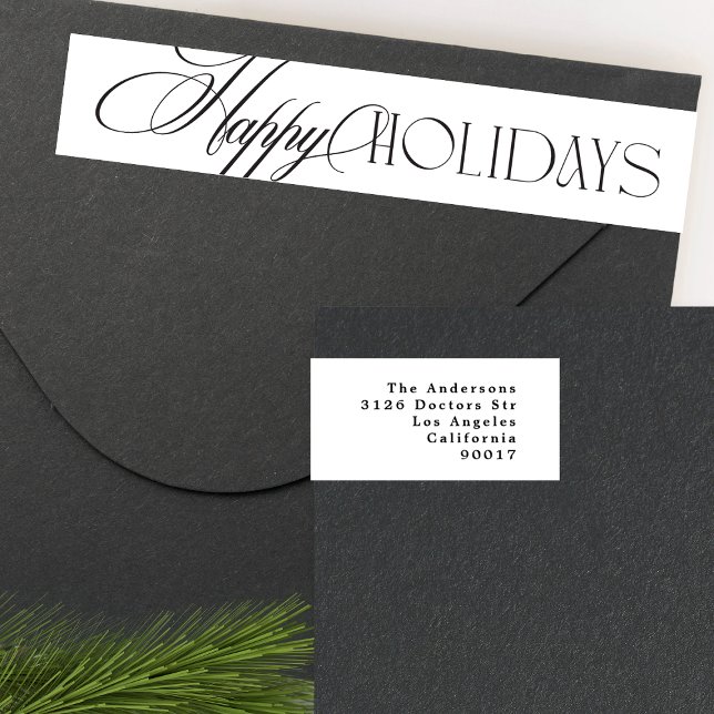 Bande Pour Adresse De Retour Noël d'élégance À feuillage persistant enchantée (Créateur téléchargé)