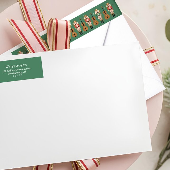 Bande Pour Adresse De Retour Noisette de Noël fantastique Ballet Violon Musique (Whimsical Christmas Nutcracker Ballet Violin Music Wrap Around Label)