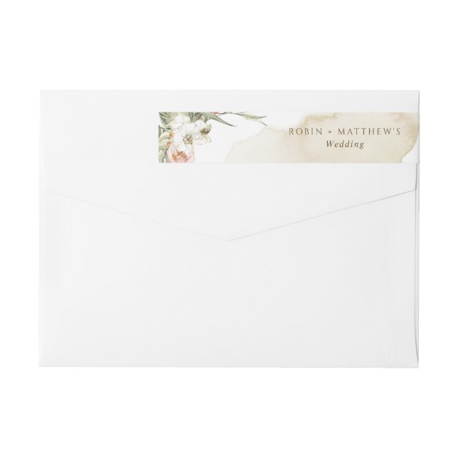 Bande Pour Adresse De Retour Palmier séché Feuille Crème Florale Aquarelle, Mar (Dos)