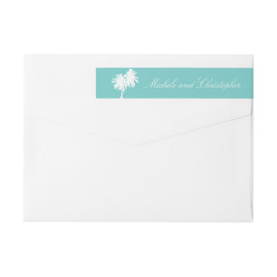 Bande Pour Adresse De Retour Palmiers tropicaux   Mariage vert et gris