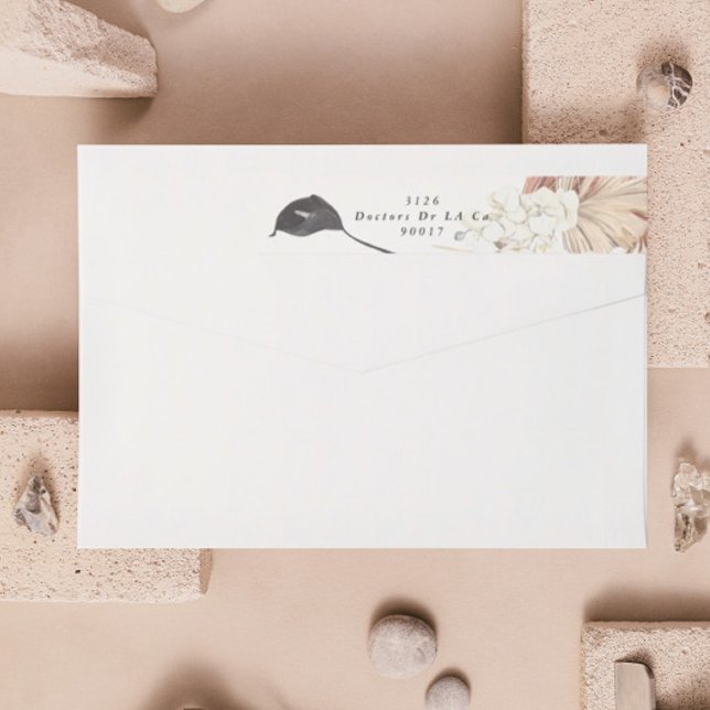 Bande Pour Adresse De Retour Pampas Grass Floral Tropical Jungle Adresse (Créateur téléchargé)