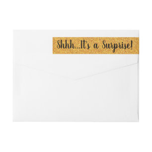 Bande Pour Adresse De Retour PARTIES SCINTILLANT D'OR SURPRISE Enveloppement Re