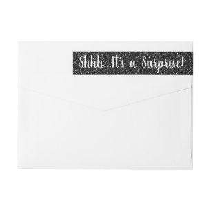 Bande Pour Adresse De Retour PARTIES SCINTILLANT NOIRE SURPRISE Envelopper Reto