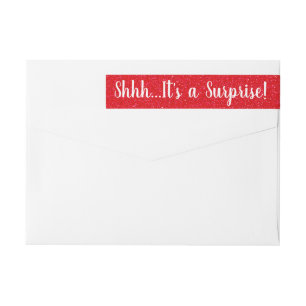 Bande Pour Adresse De Retour PARTIES SCINTILLANT ROUGE SURPRISE Enveloppe Adres