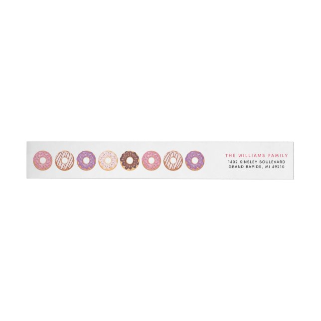 Bande Pour Adresse De Retour Pink Iced Donuts Party Invitation Adresse de retou (Individuel)