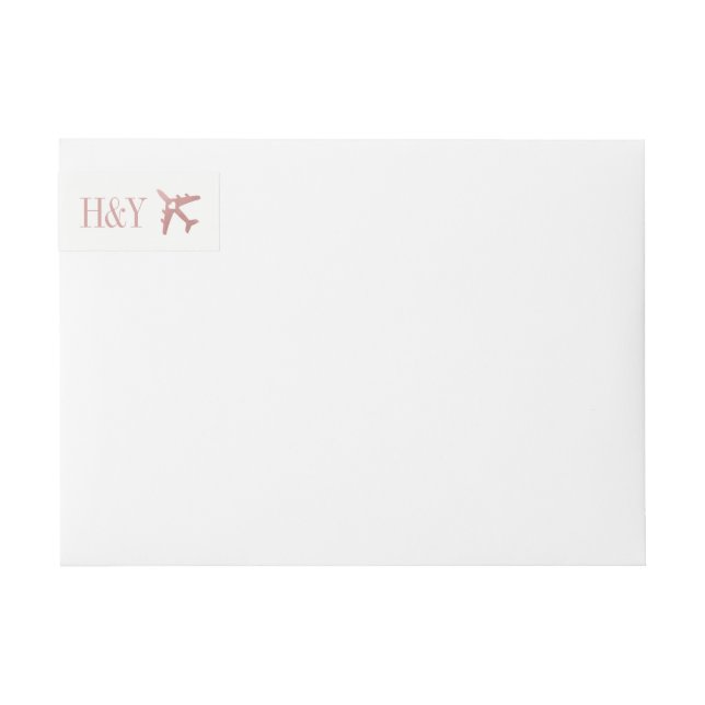 Bande Pour Adresse De Retour Pink Rose Gold Avion Voyage Adresse Thème (Devant)