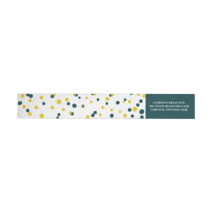 Bande Pour Adresse De Retour Points Confetti turquoises et Jaunes Modernes