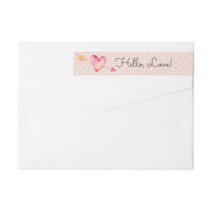 Bande Pour Adresse De Retour Pois roses bleues & Coeur Cute Retour Adresse