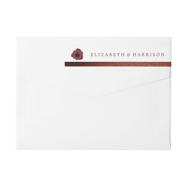 Bande Pour Adresse De Retour Poppies rouges et Mariage de Burlap (Dos)