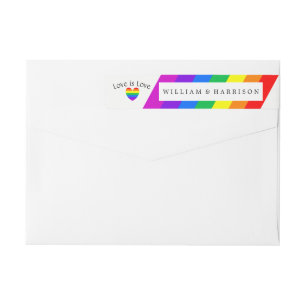 Bande Pour Adresse De Retour Rainbow Heart Love is Love Mariage