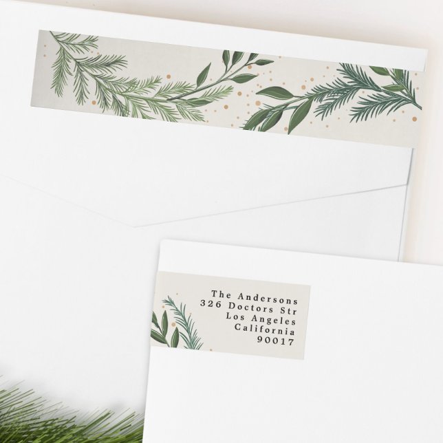 Bande Pour Adresse De Retour Red Berries Classic Green Christmas Adresse de ret (Créateur téléchargé)