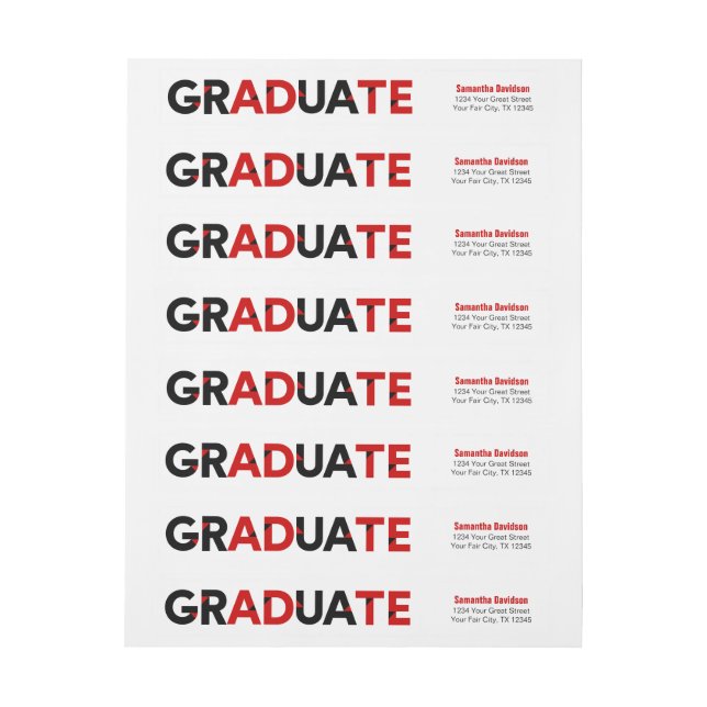 Bande Pour Adresse De Retour Red Big Bold Angle-Cut Lettres Graduation (Feuille)