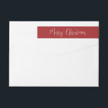 Bande Pour Adresse De Retour Red Merry Christmas Retourner l'adresse<br><div class="desc">Un simple enveloppement moderne autour de l'étiquette d'adresse de retour avec Joyeux Noël en écriture blanche typographie sur un arrière - plan rouge foncé. Ajoutez ce détail spécial à vos mailings de vacances.</div>
