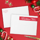 Bande Pour Adresse De Retour Retro Red Script Christmas Cheval Adresse de retou<br><div class="desc">Cette étiquette d'adresse de retour de vacances élégante et festive comprend un arrière - plan blanc classique avec écriture et typographie rouge rétro. L'accueil dit "Noël bravo". Customisez-le avec votre propre nom et adresse.</div>