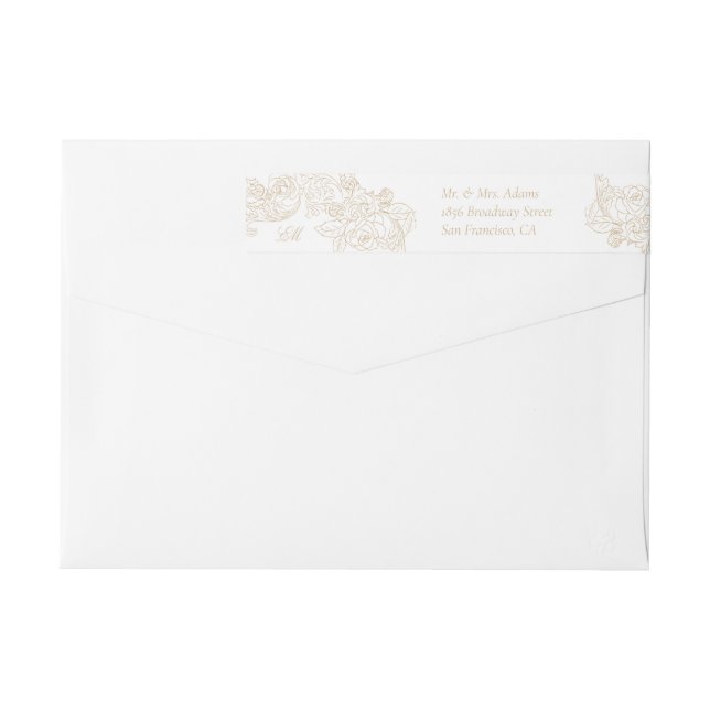 Bande Pour Adresse De Retour Rococo Champagne Ornement Pré-Adressé Retour (Dos)