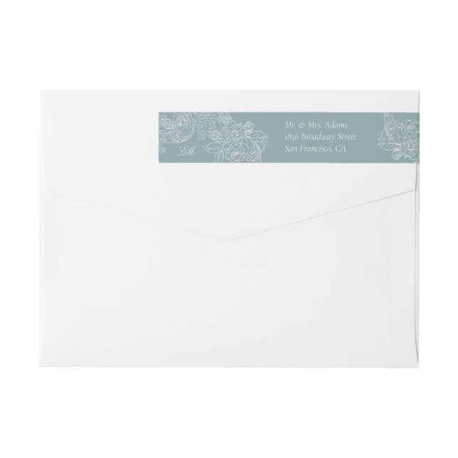 Bande Pour Adresse De Retour Rococo Dusty Bleu pré-adresse retour (Dos)