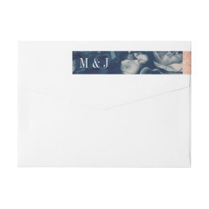 Bande Pour Adresse De Retour Rose de marine Gold Antique Bouquet Mariage