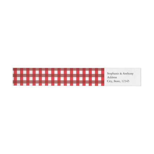 Bande Pour Adresse De Retour Rouge et blanc En vichy Motif Barbeque Mariage (Individuel)
