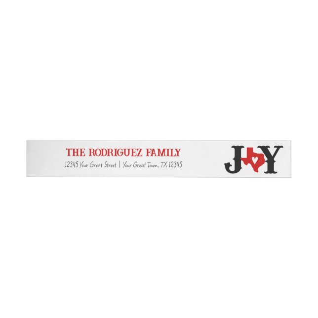 Bande Pour Adresse De Retour Rouge JOY de vacances Texas (Individuel)