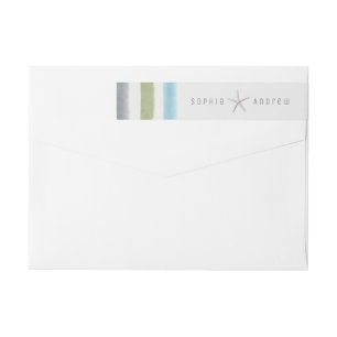 Bande Pour Adresse De Retour Rustique aquarelle rayures nautique mariage plage