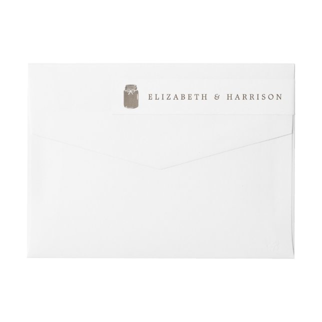 Bande Pour Adresse De Retour Rustique Burlap Mason Jar Mariage (Dos)