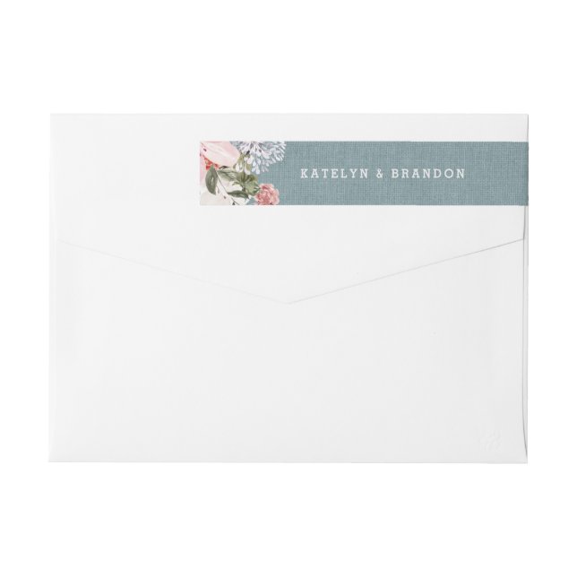 Bande Pour Adresse De Retour Rustique Dusty Blue Burlap Mariage Adresse de reto (Dos)