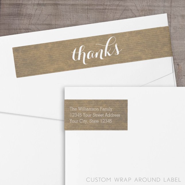 Bande Pour Adresse De Retour Rustique Kraft Print - Merci Famille Thanksgiving (Custom Thank You Label)