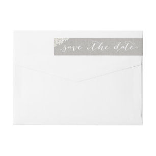Bande Pour Adresse De Retour Rustique Linen Vintage mariage dentelle Enregistre