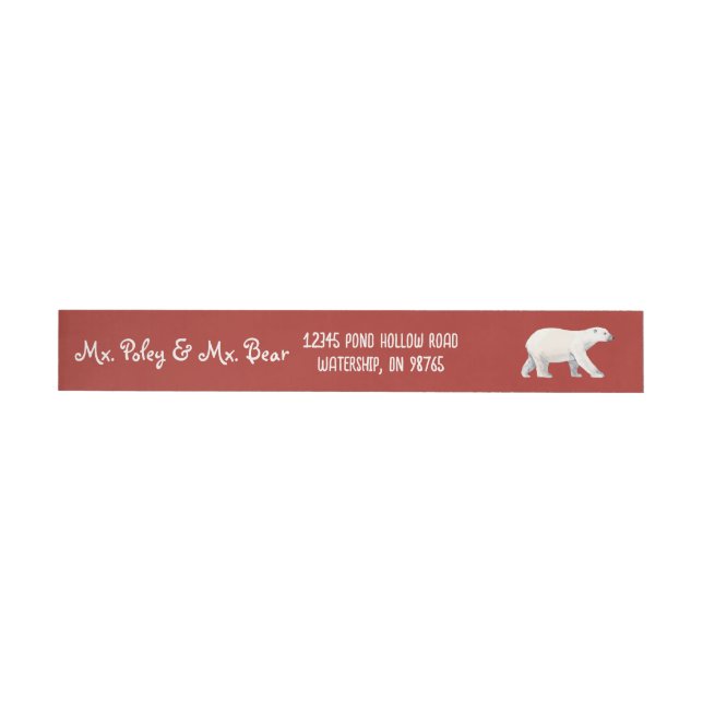 Bande Pour Adresse De Retour Serene Polar Bear sur Red (Individuel)