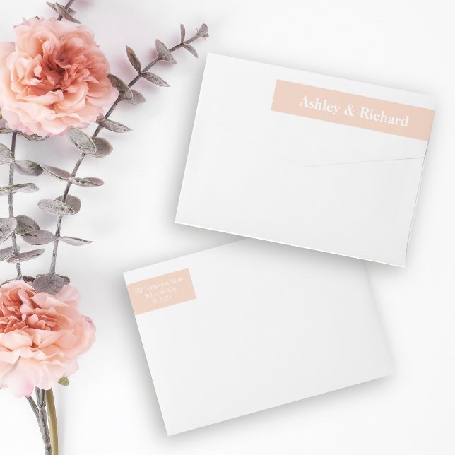 Bande Pour Adresse De Retour Simple gras typographie pêche mariage rose (Créateur téléchargé)