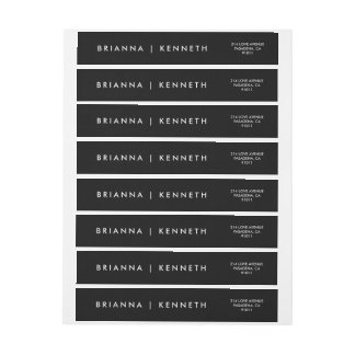 Bande Pour Adresse De Retour Simple moderne Noir avec Mariage de lettres blanc