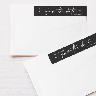 Bande Pour Adresse De Retour Sleek Romance Neige Blanche Onyx Noir Enregistrer