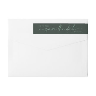 Bande Pour Adresse De Retour Sleek Romance | Turquoise sur Moss Green Enregistr