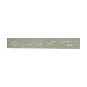Bande Pour Adresse De Retour Sleek Sage Green Enregistrer la date Adresse de re